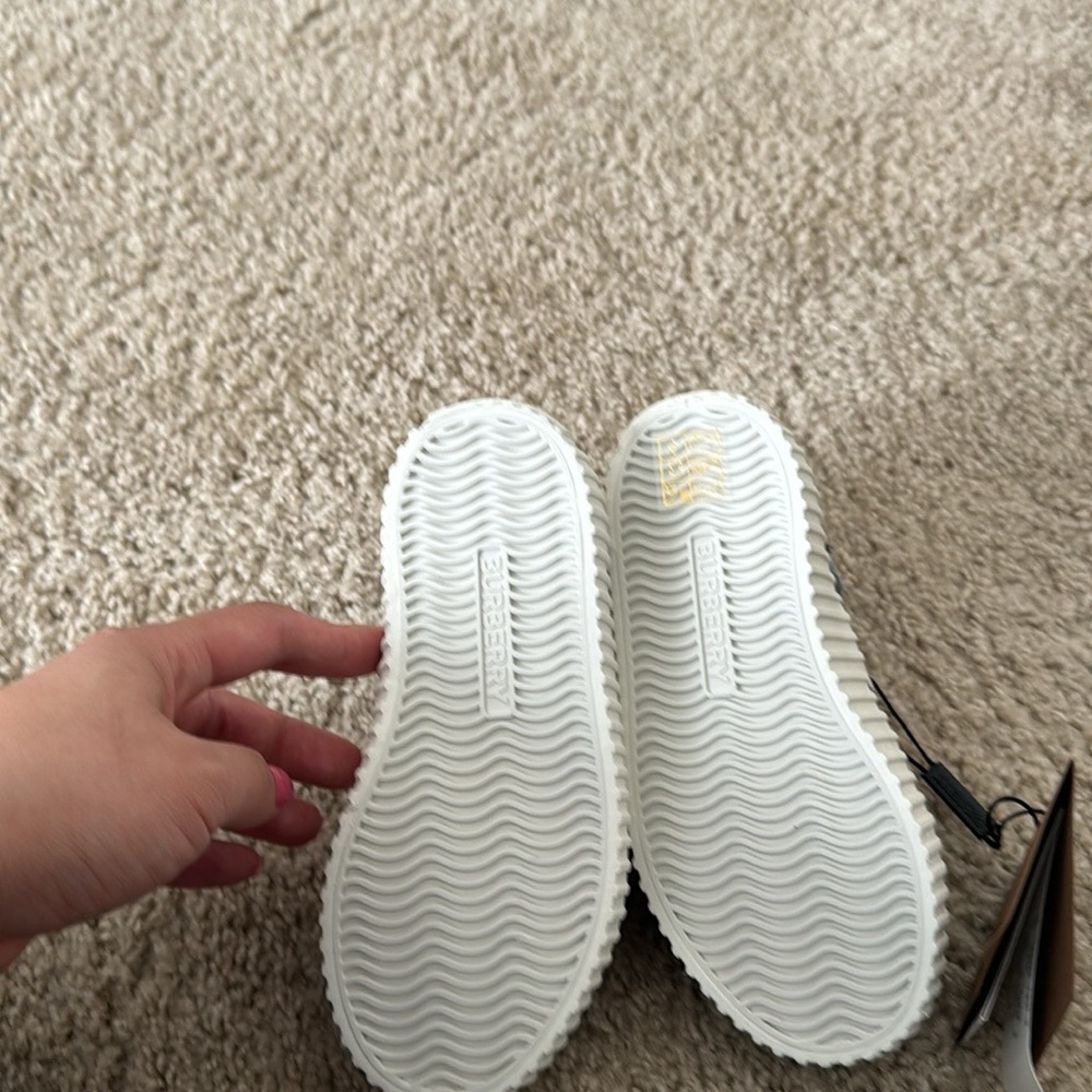 Burberry Black and White Check Velcro Sneakers